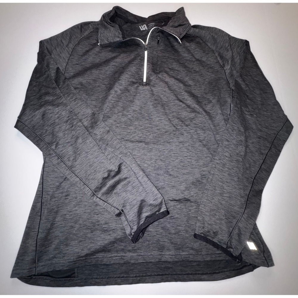 VRST Mens Quarter Zip Pullover Charcoal Gray Heather Athletic Training Top L